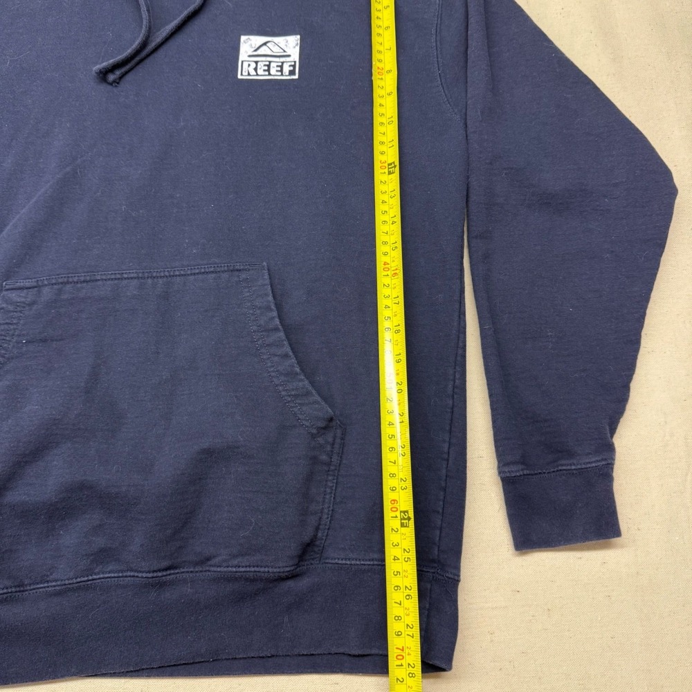 Reef Mens Logo Hoodie Navy Blue Surf Lifestyle Fleece Sweatshirt Large - Picture 3 of 9
